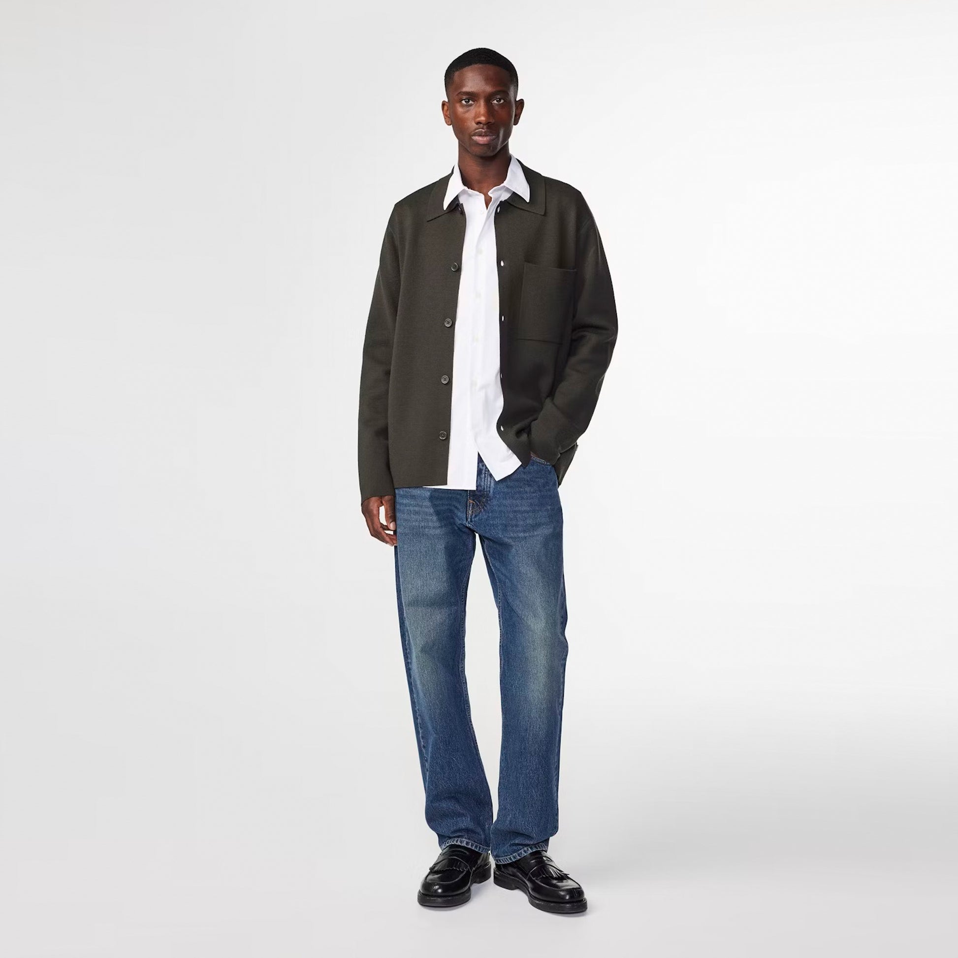 NN07 Jonas Fine Cardigan - Dark Army