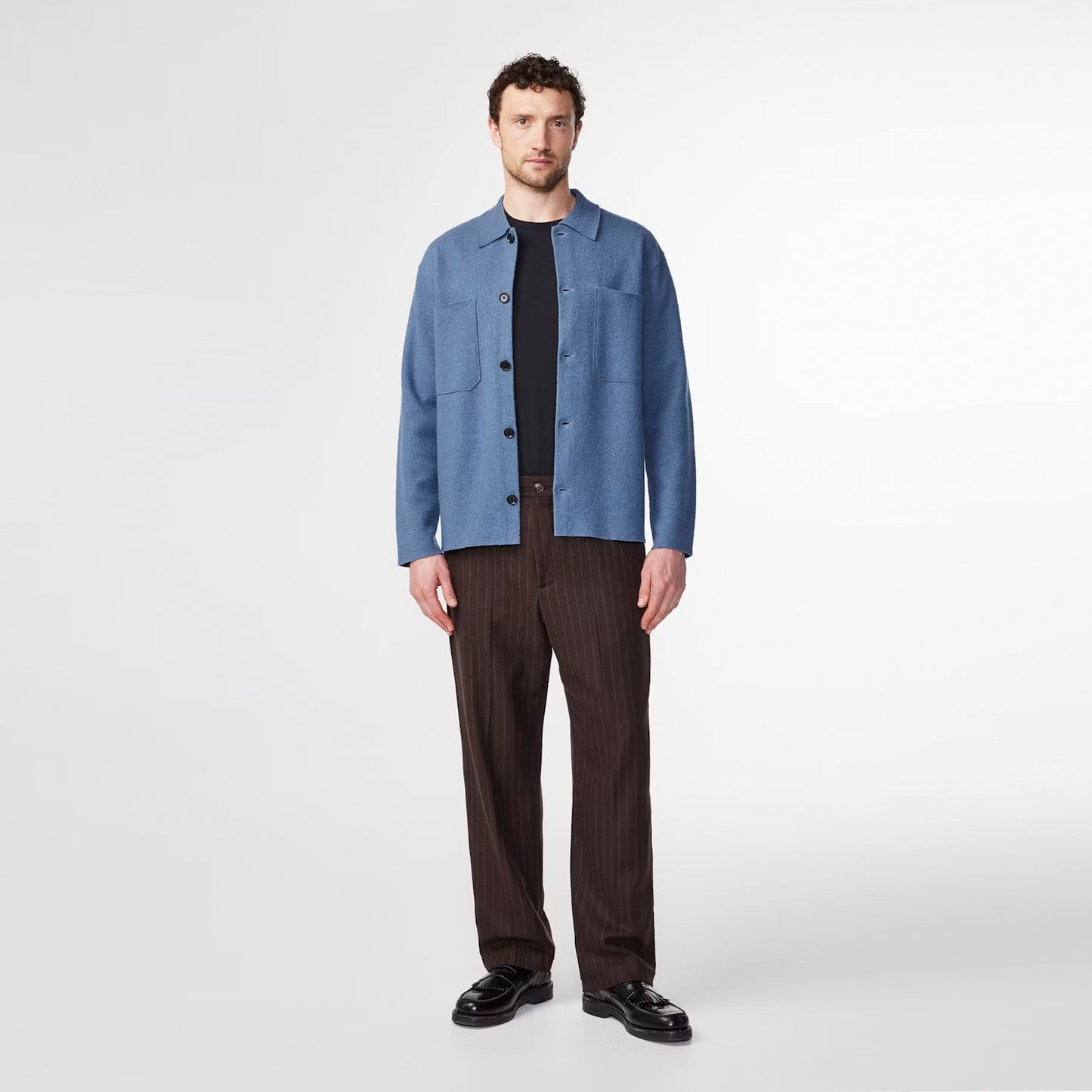 Jonas Wool Button Cardigan - Blue