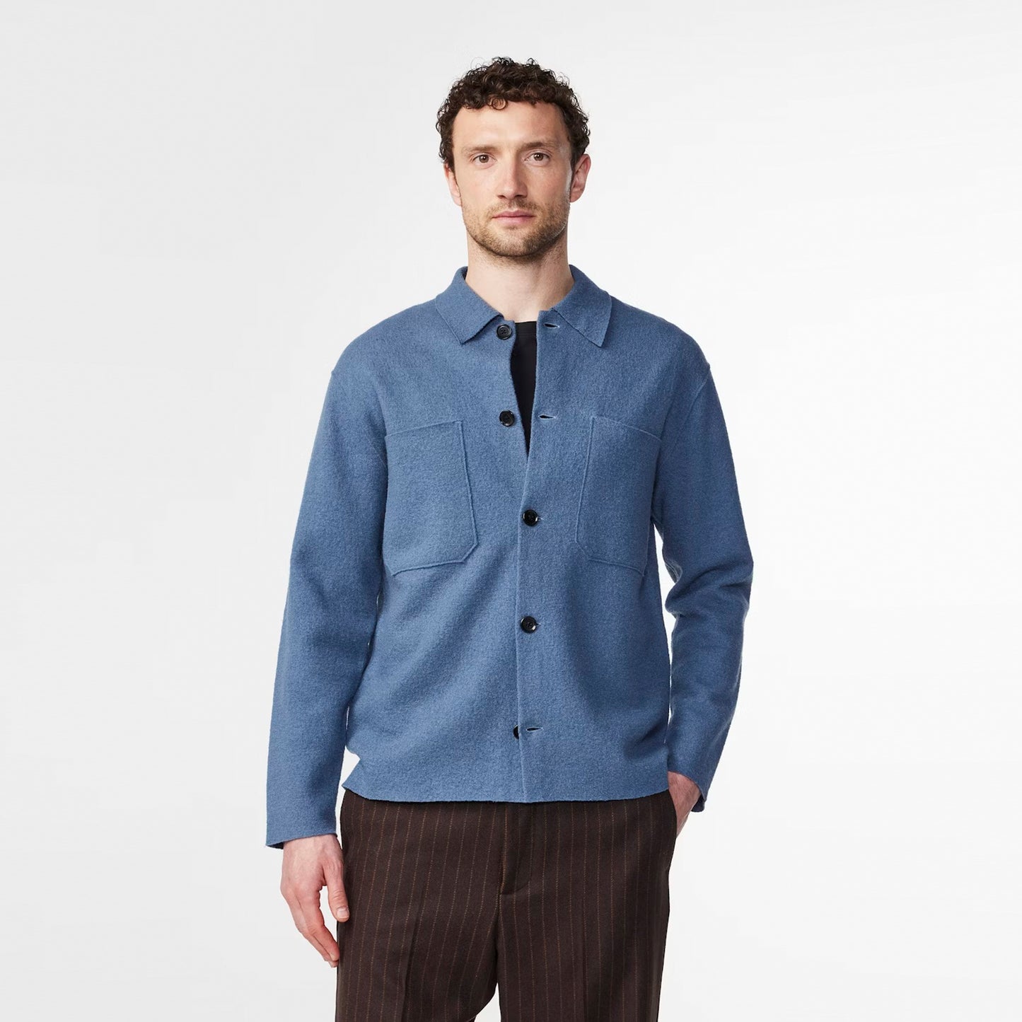 Jonas Wool Button Cardigan - Blue