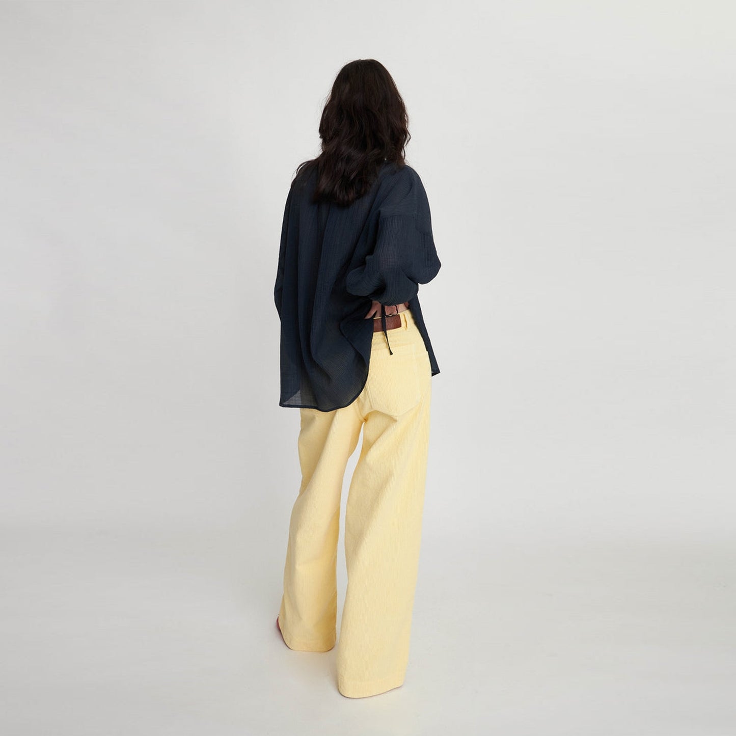 - Volume Shirt With Tiebow - Navy