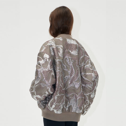 - Volominous Bomber Jacket - Abstract Foliage