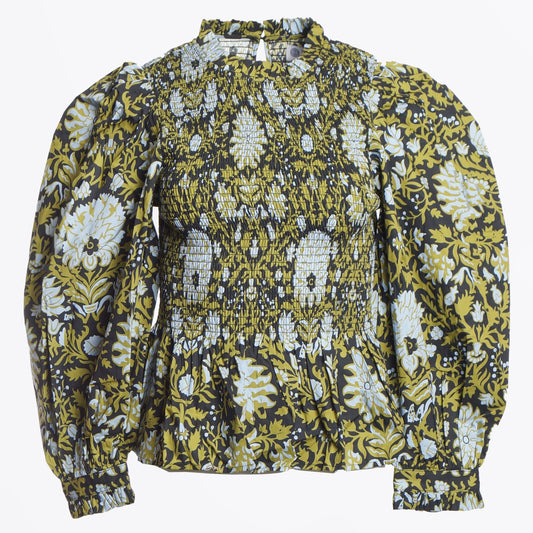 -  Poplin Top - Smoked Blue Print