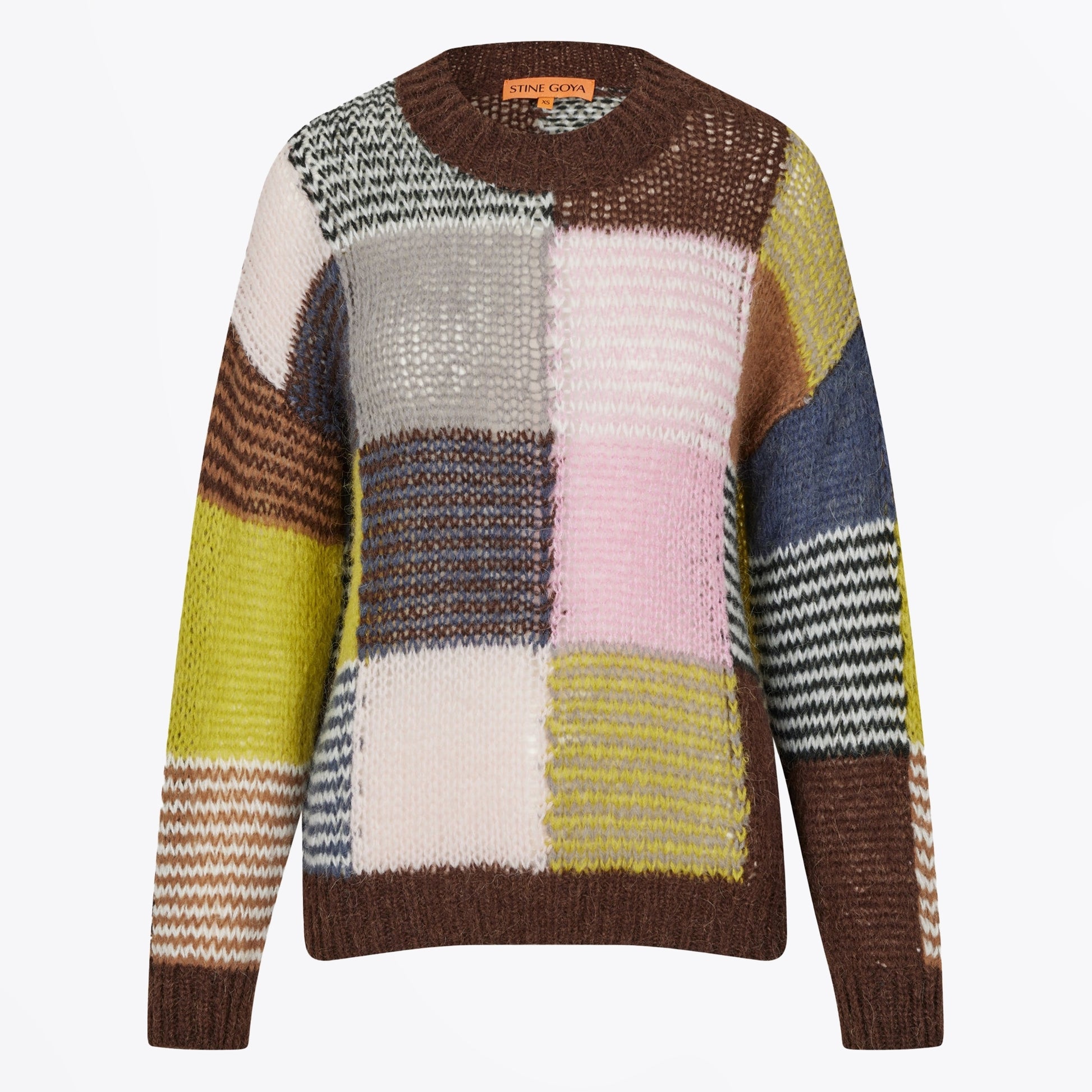 Stine Long Sleeve Knitted Jumper - Multi Checks