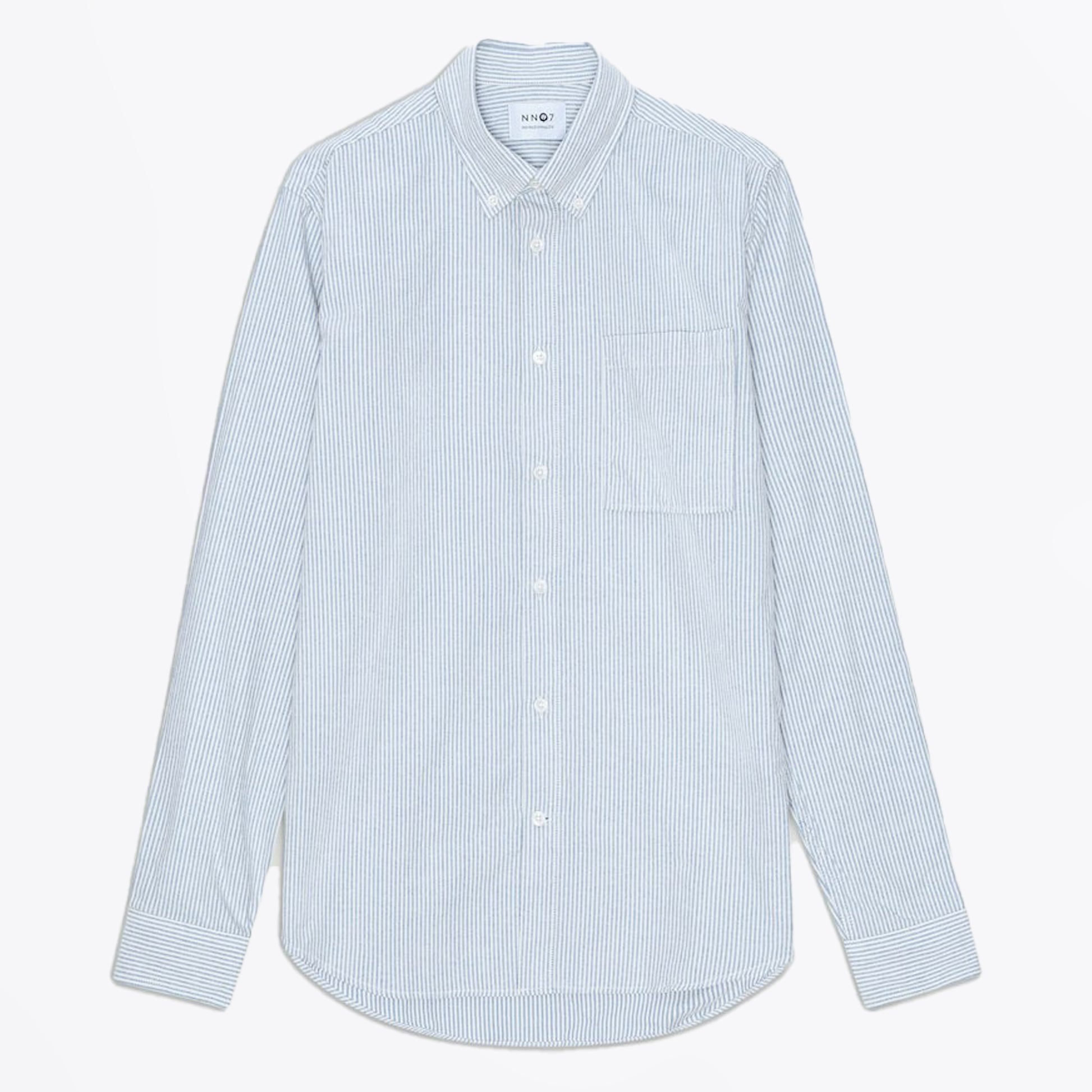 NN07 Arne Brushed Stripe Oxford - Blue Stripe
