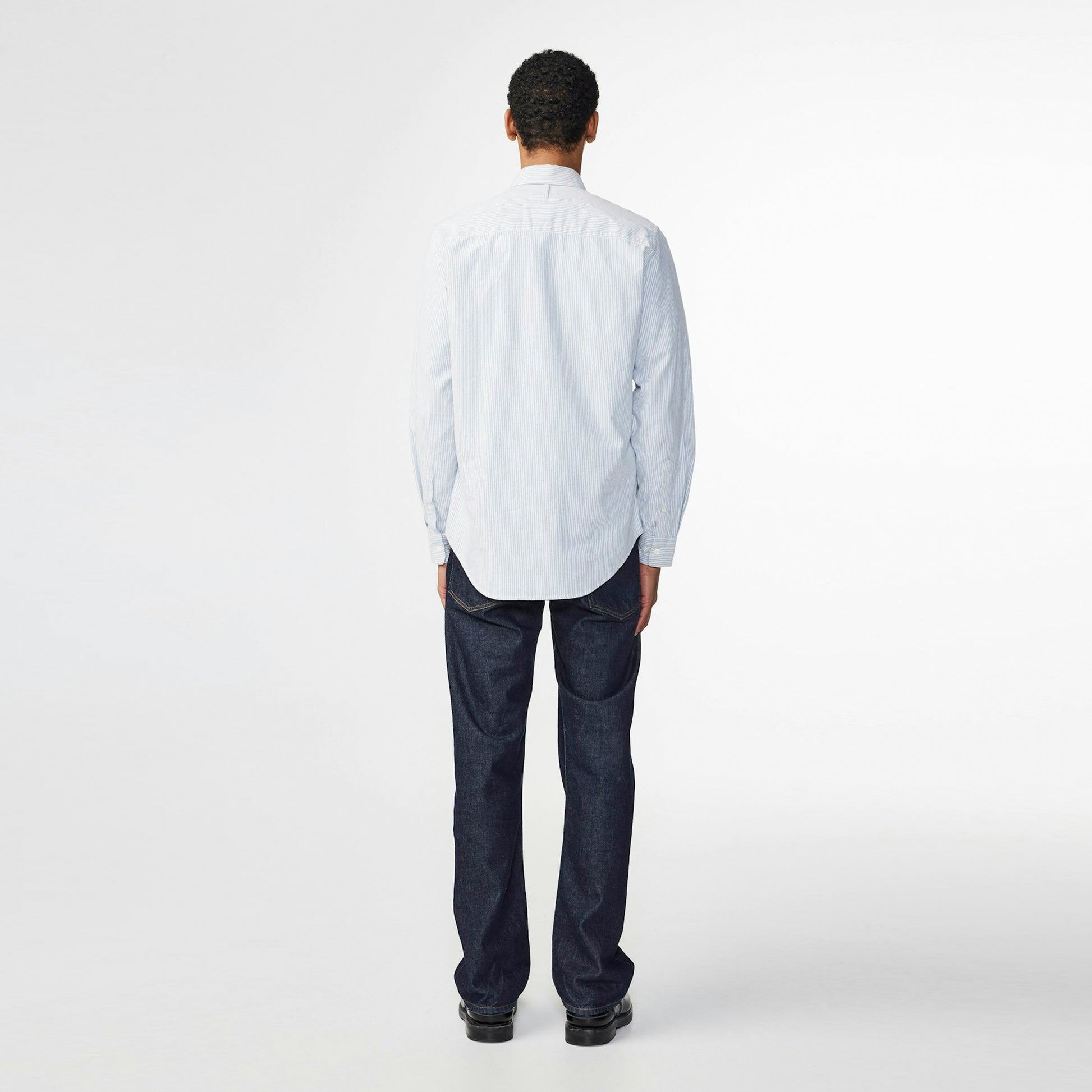 NN07 Arne Brushed Stripe Oxford - Blue Stripe