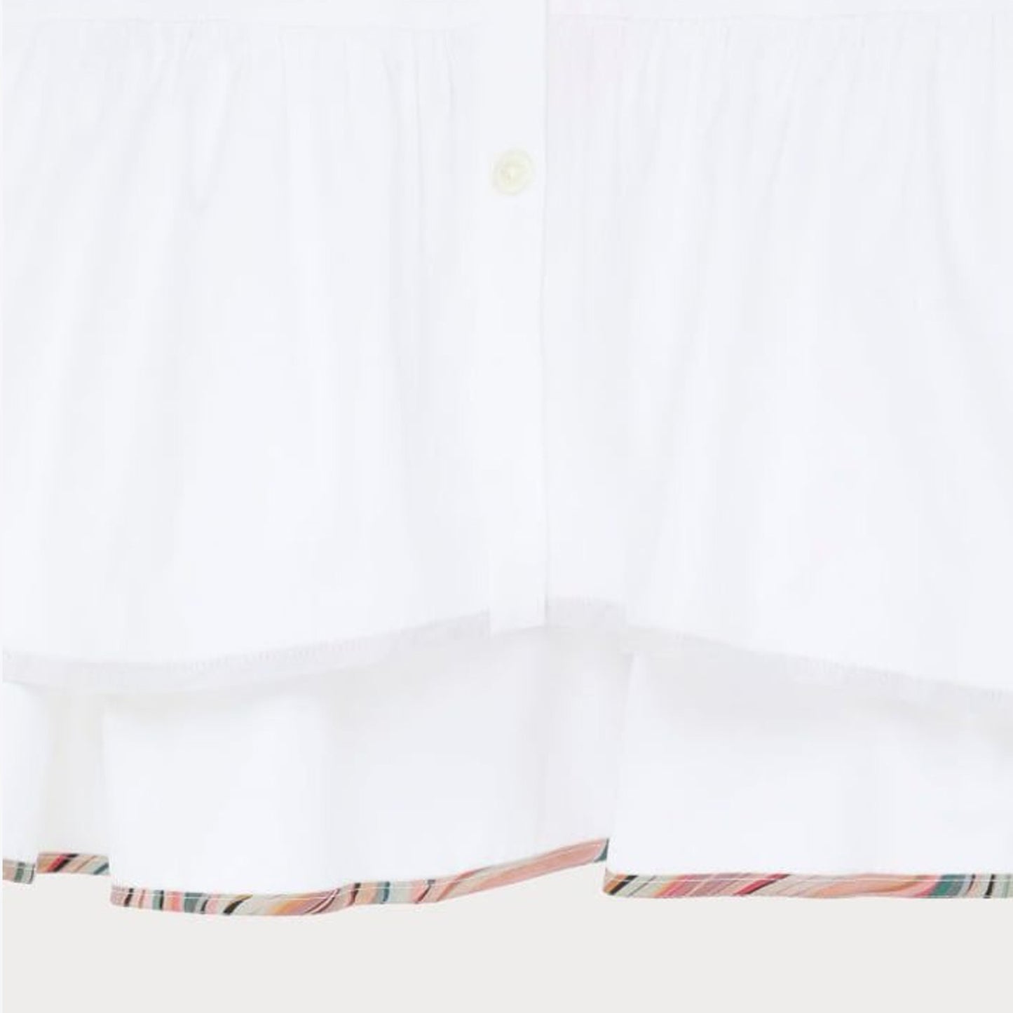 - Cotton Swirl Trim Peplum Shirt - White