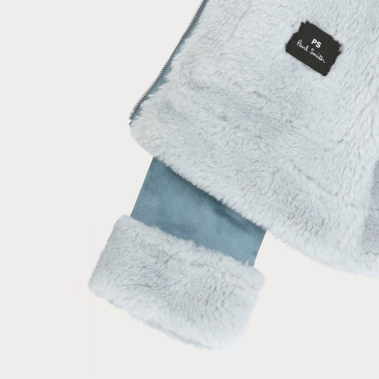 - Faux Fur Trim Short Jacket - Blue