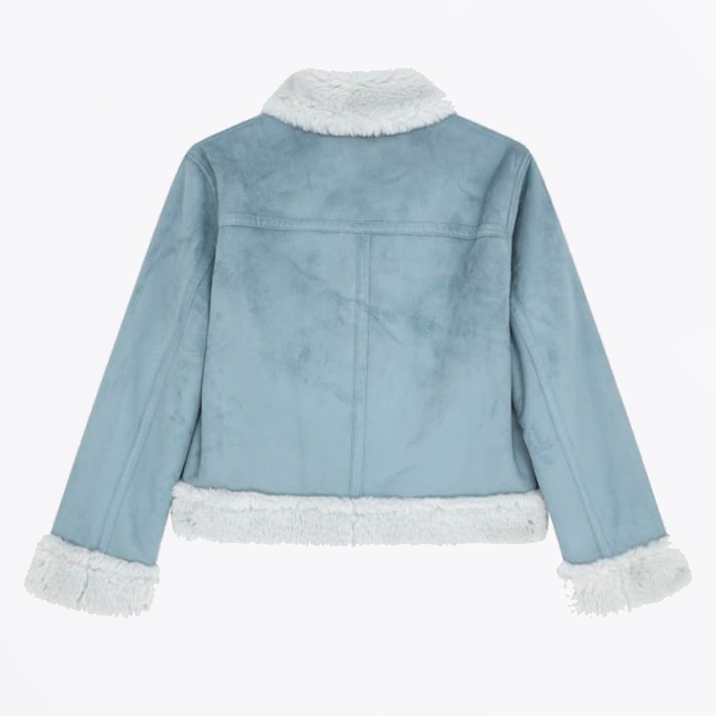 - Faux Fur Trim Short Jacket - Blue