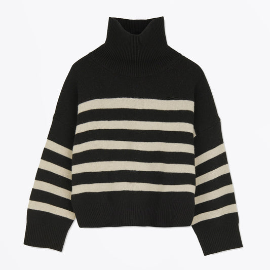 - Silene Merino Wool Turtle Neck Sweater - Black