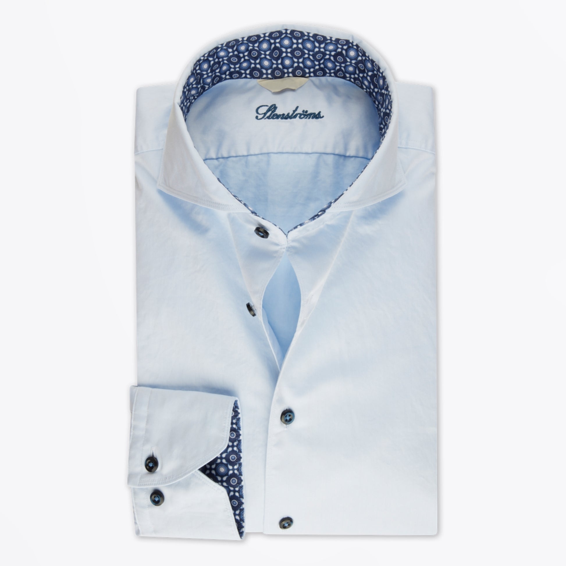 Stenstroms Fitted Body Contrast Trim - Light Blue