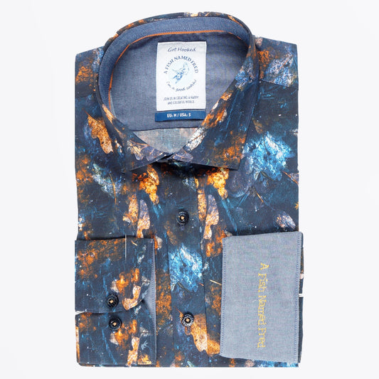 - Autumn Leaves Shirt - Navy