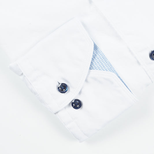 - Fitted Body Contrast Trim Shirt - White