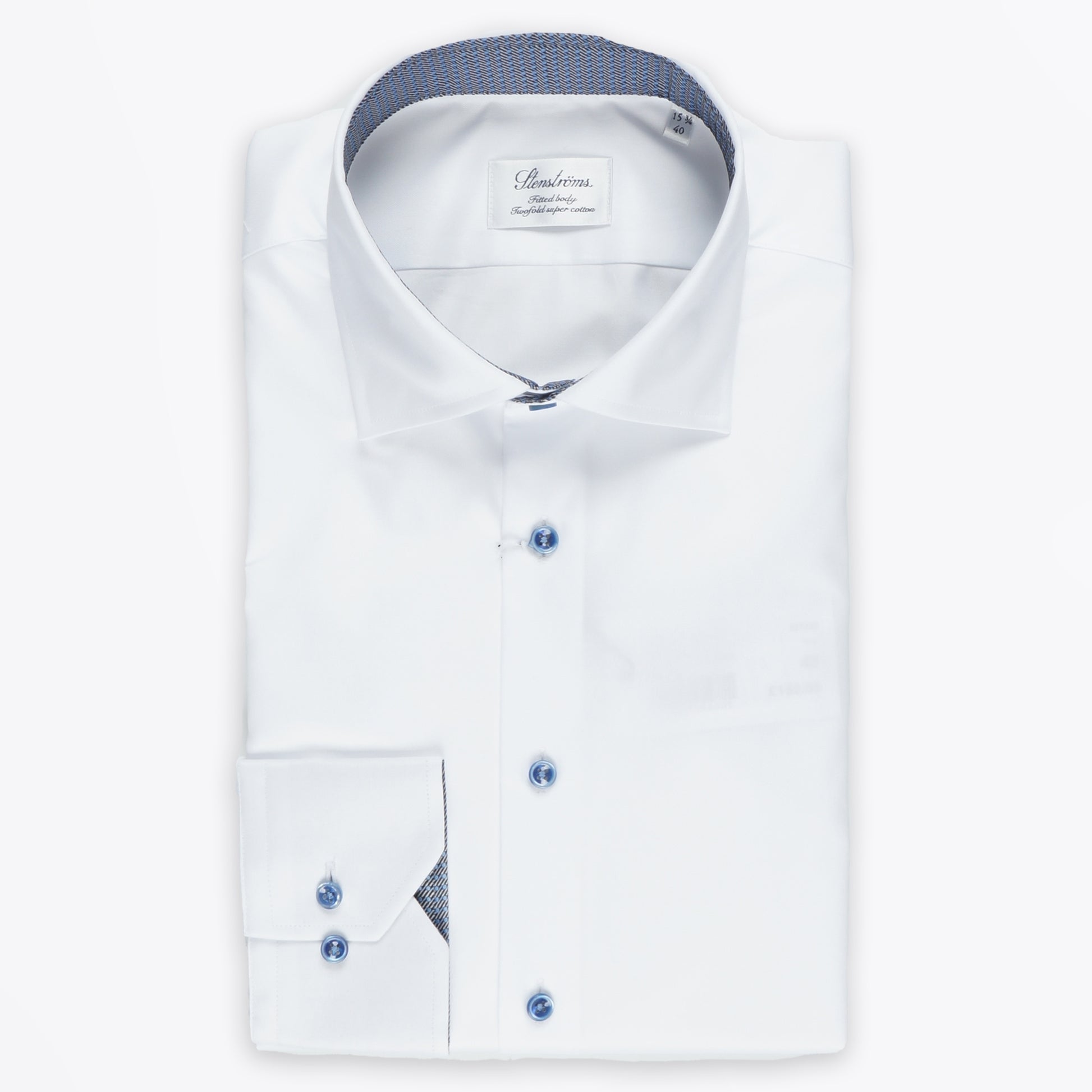 Stenstroms Fitted Body Contrast Trim Shirt - White