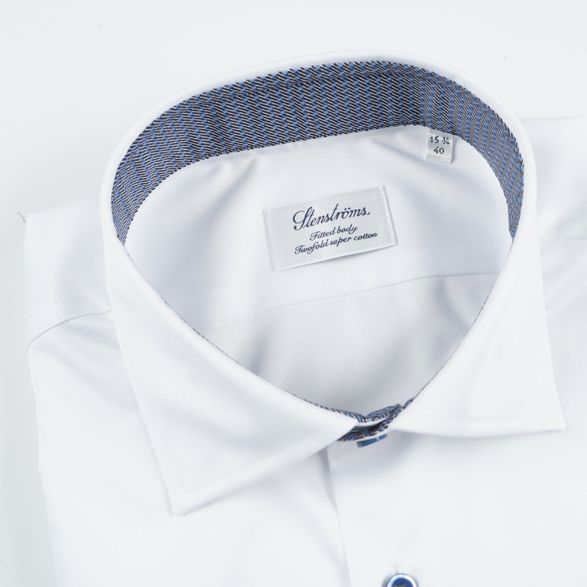 Stenstroms Fitted Body Contrast Trim Shirt - White