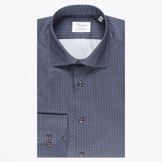 - Fitted Body Pattern Shirt - Blue