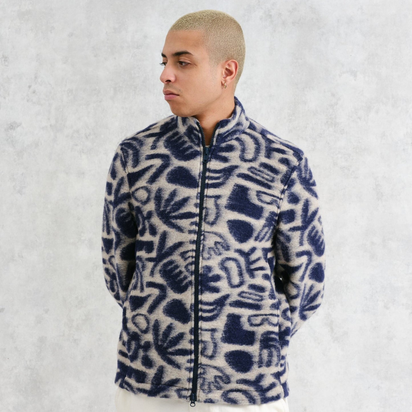 - Squiggle Fleece - Navy