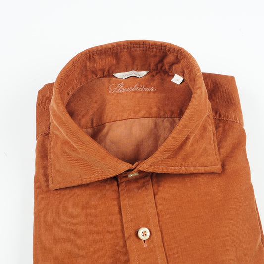 - Fitted Body Corduroy Shirt - Orange