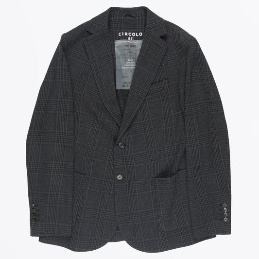 - Check Wool Jacket - Black