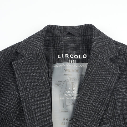 - Check Wool Jacket - Black