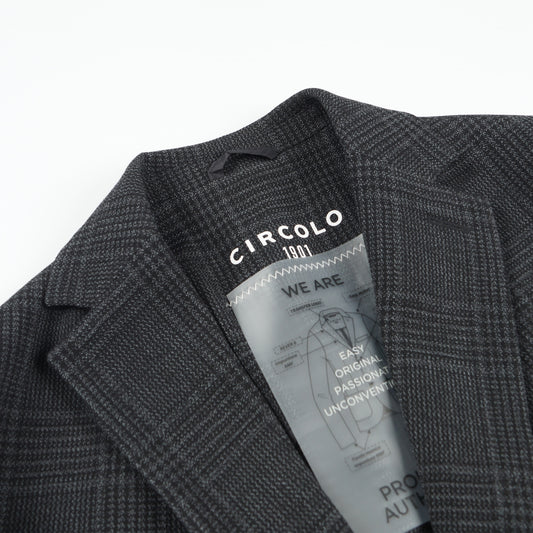 - Check Wool Jacket - Black