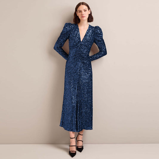 - Ophelia Sequin Maxi Dress - Navy