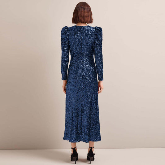 - Ophelia Sequin Maxi Dress - Navy