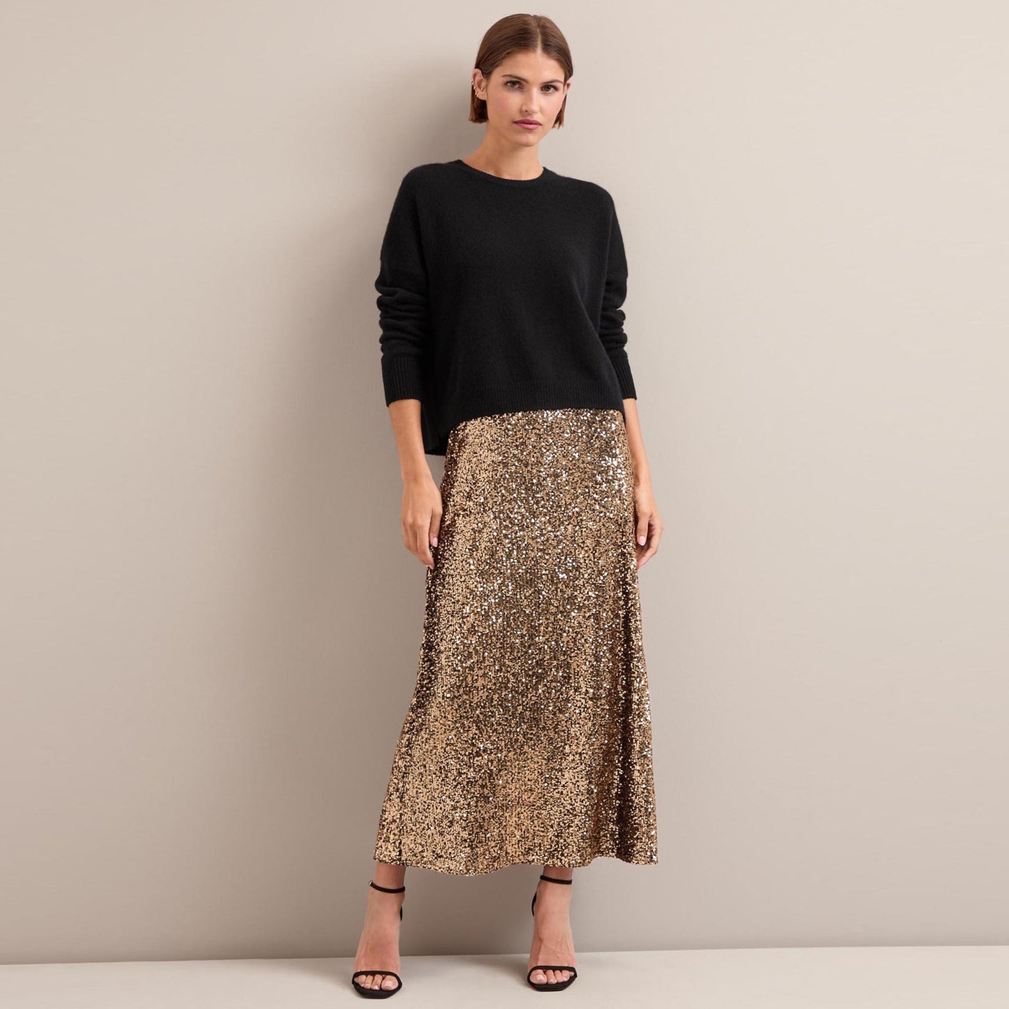 - Scarlett Sequin Maxi Skirt - Gold