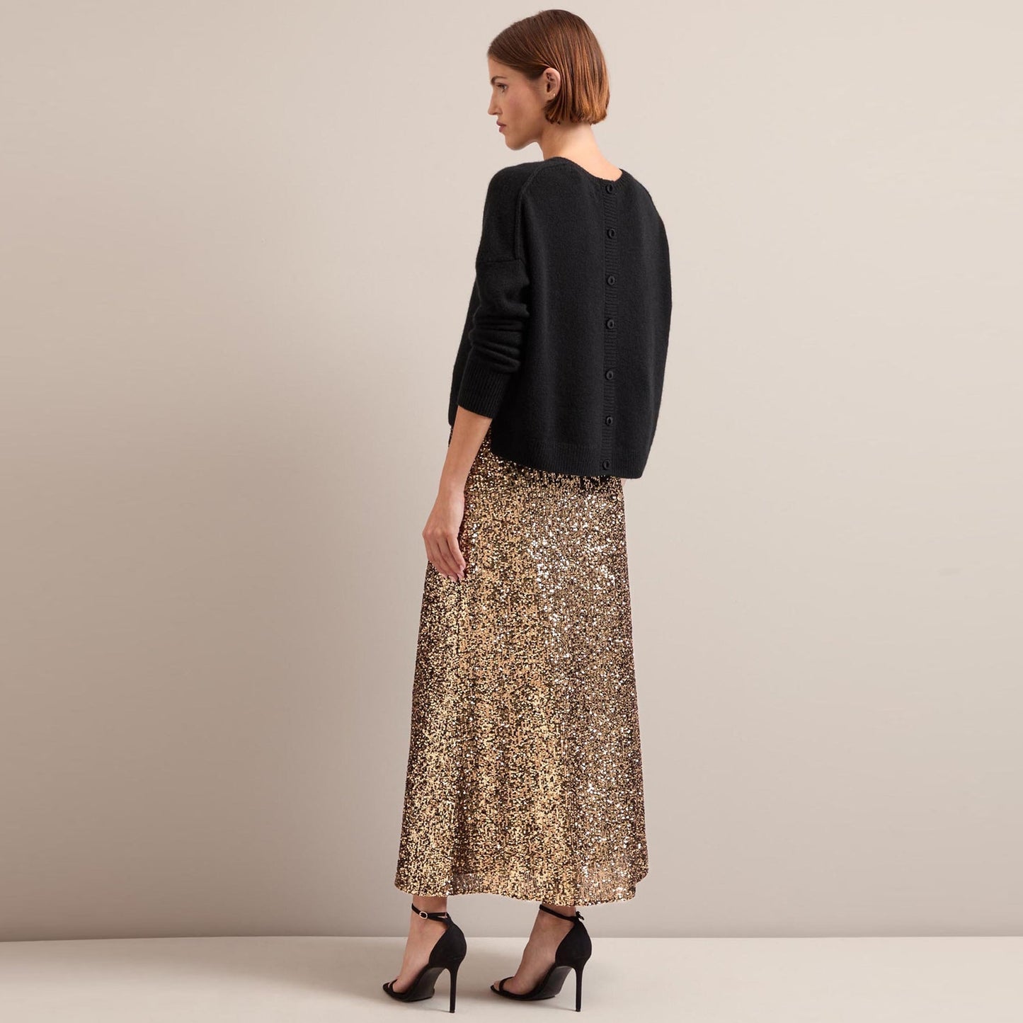 - Scarlett Sequin Maxi Skirt - Gold