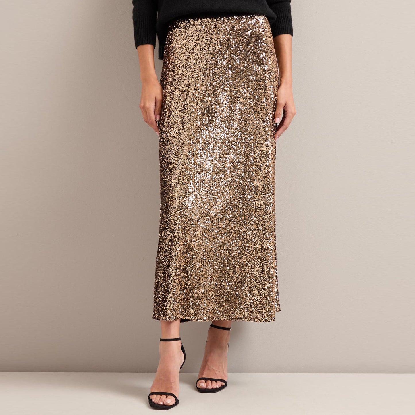 - Scarlett Sequin Maxi Skirt - Gold