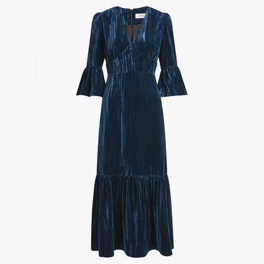 - Daphne Velvet V Maxi Dress - Dark Blue