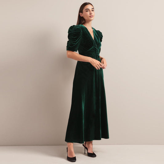 - Ophelia Velvetbias Maxi Dress - Green