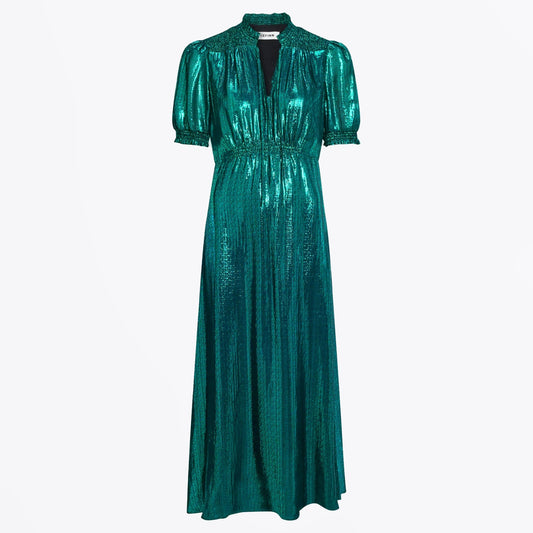 - Irina Metallic Bias Maxi Dress - Dark Green