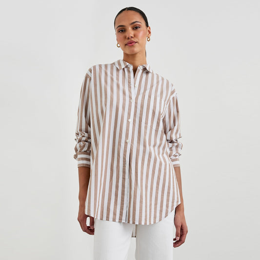 - Elsa Shirt - Russet White Stripe