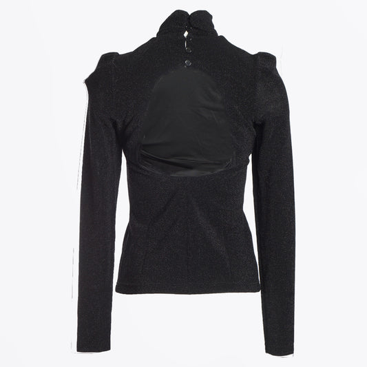 - High Neck Sparkling Blouse - Black