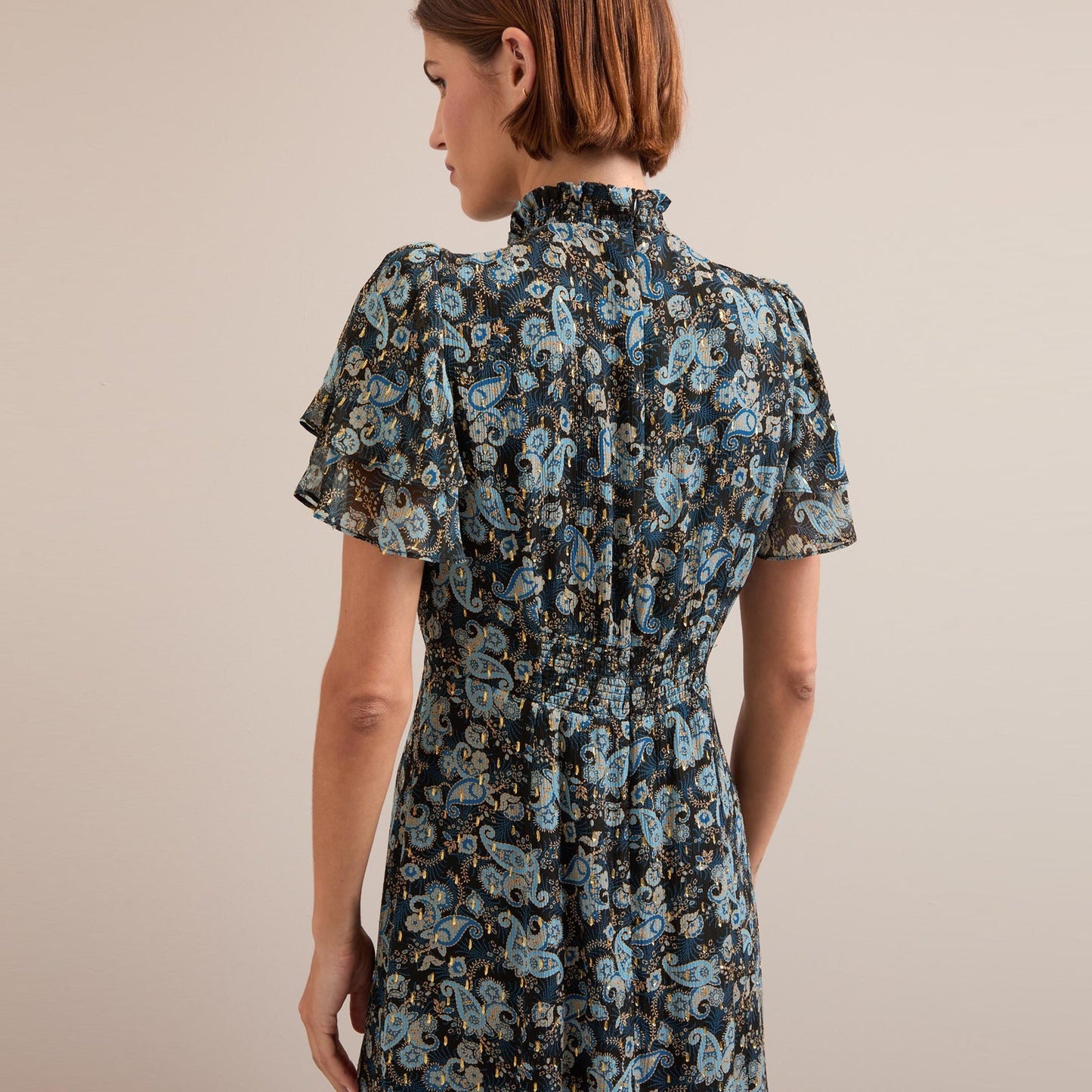 - Aurelie Frill Neck Maxi Dress - Navy