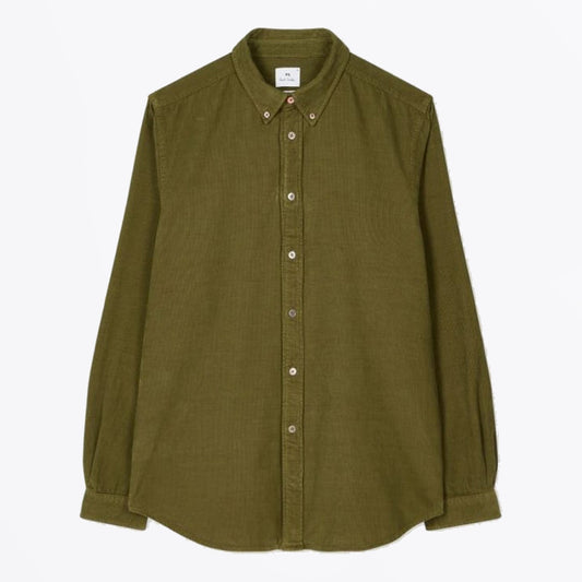 - Tailored Fit Cord Shirt - Green