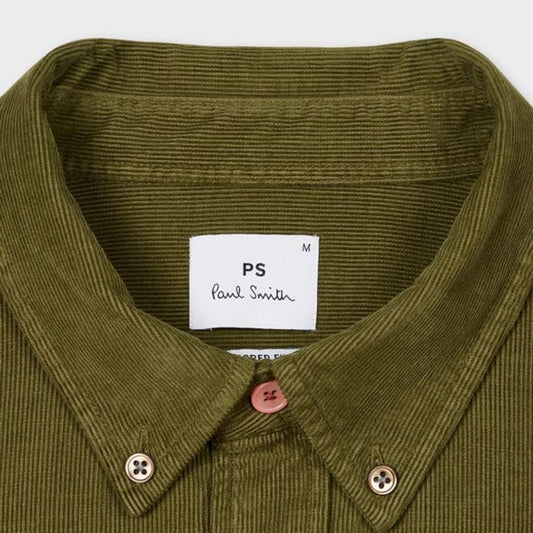 - Tailored Fit Cord Shirt - Green