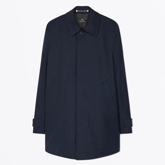 - Cotton Blend Coat - Navy