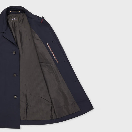 - Cotton Blend Coat - Navy