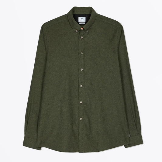 - Brushed Cotton Regular Fit Shirt - Green