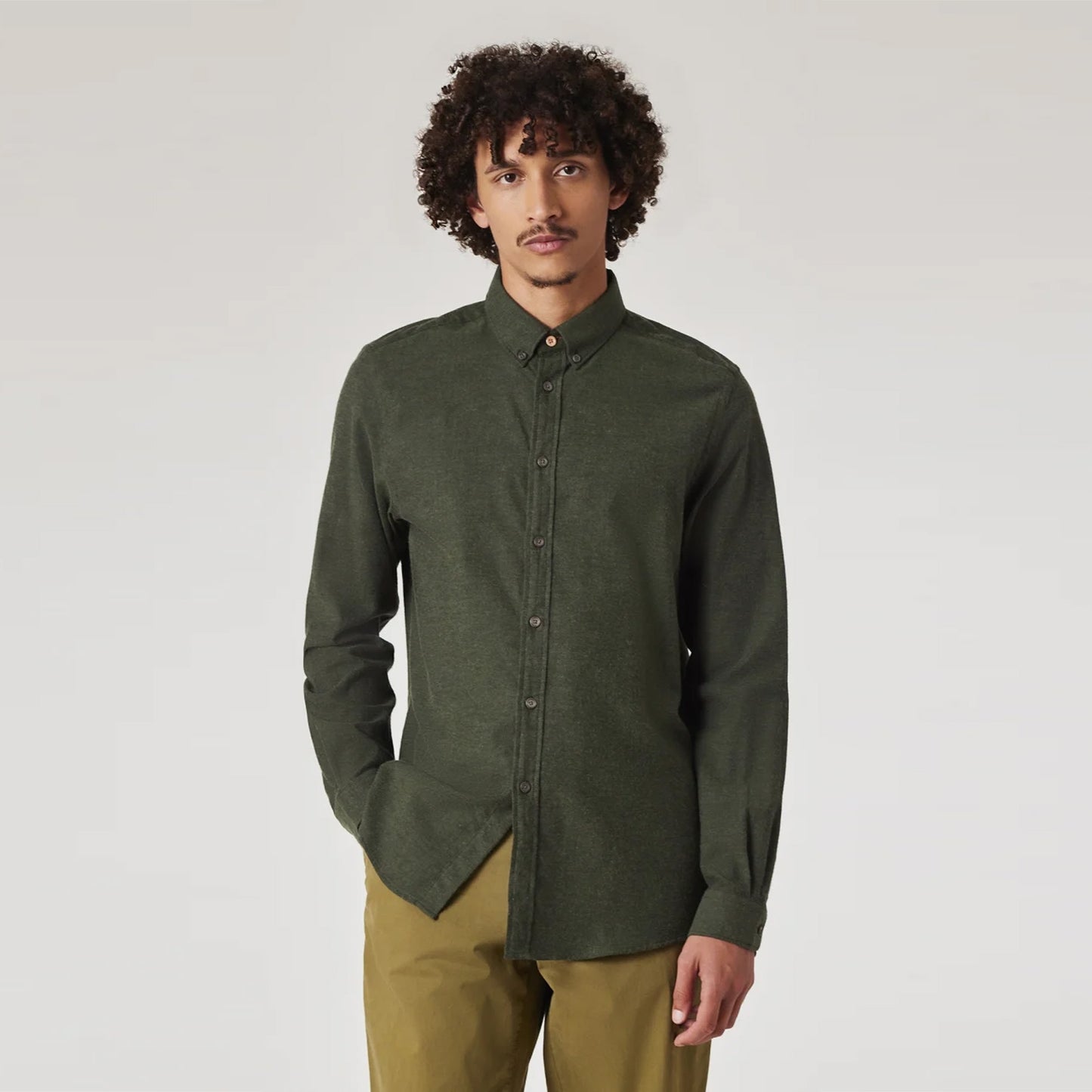 - Brushed Cotton Regular Fit Shirt - Green