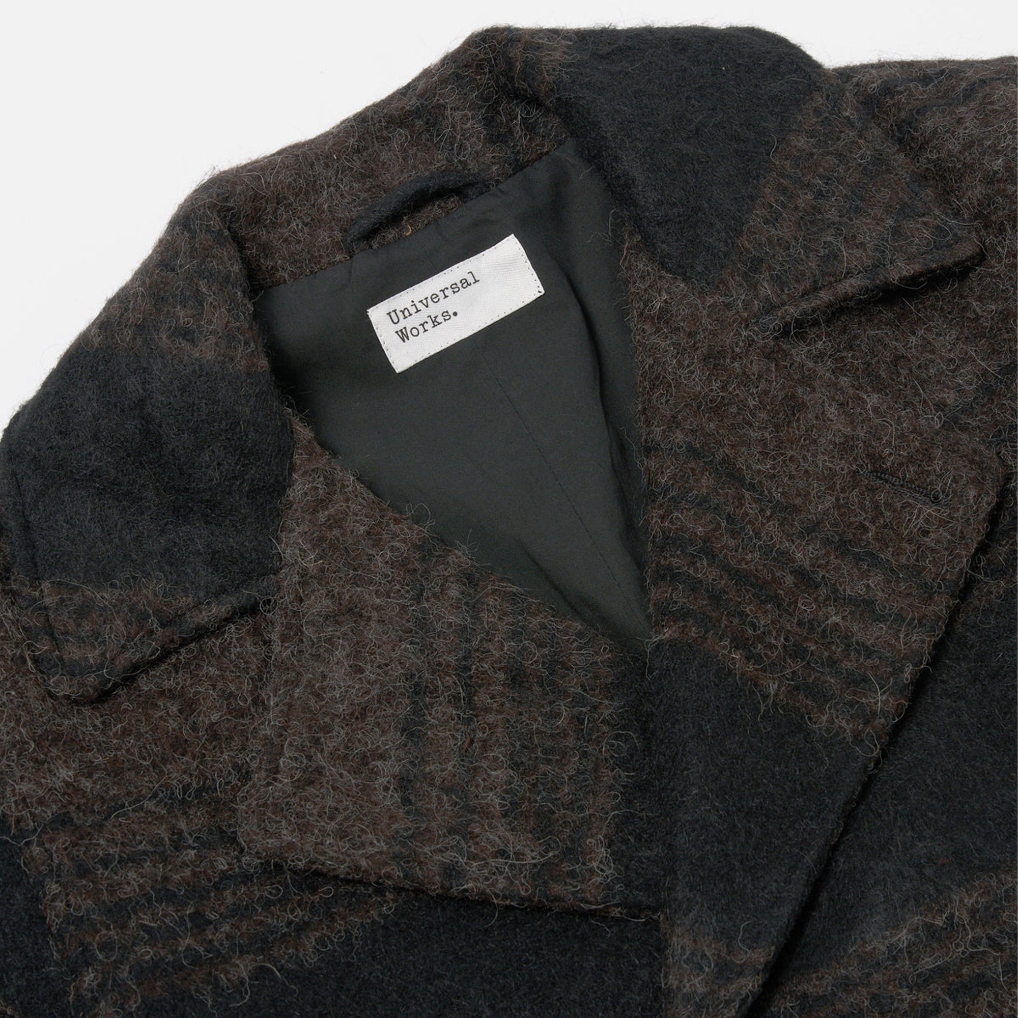 Universal Works - - Pea Recycled Alpaca Coat - Brown/Black – MR