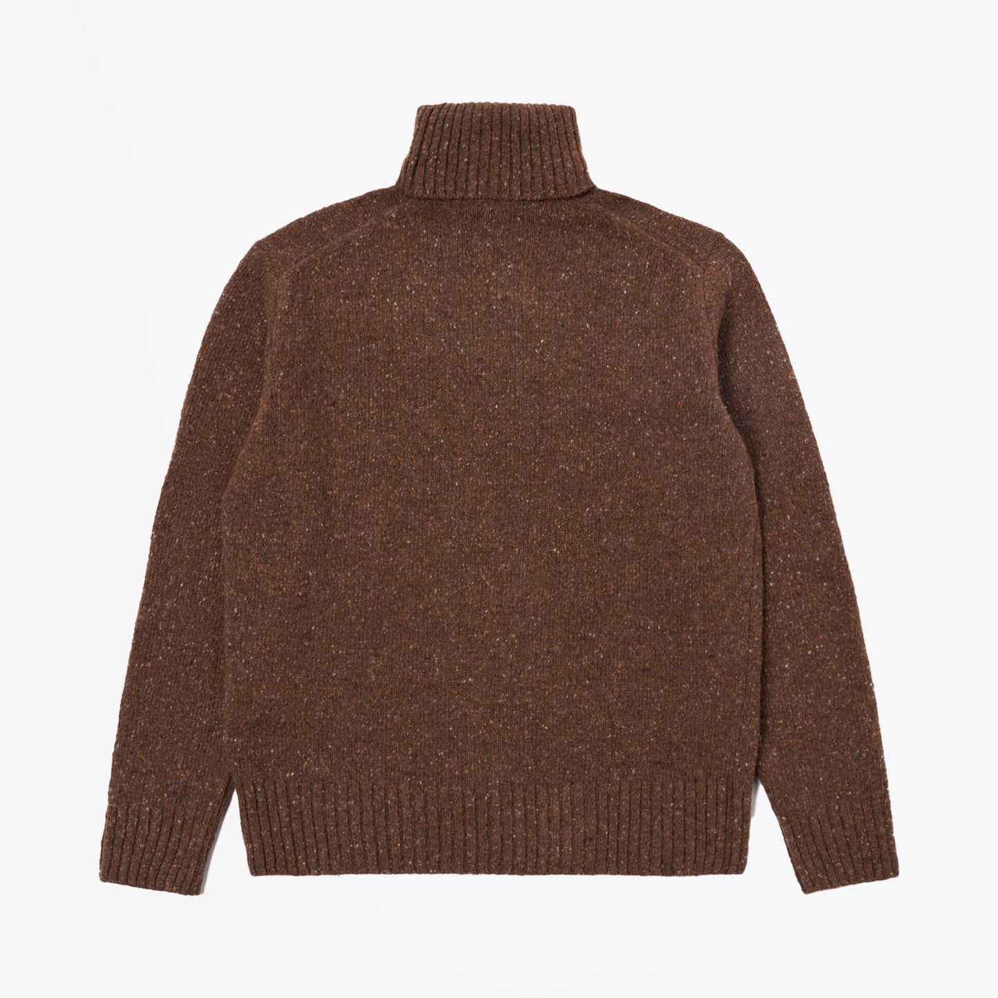 - Tweed Knit Roll Neck - Brown