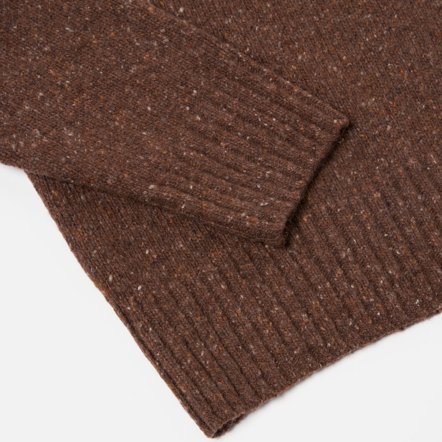 - Tweed Knit Roll Neck - Brown