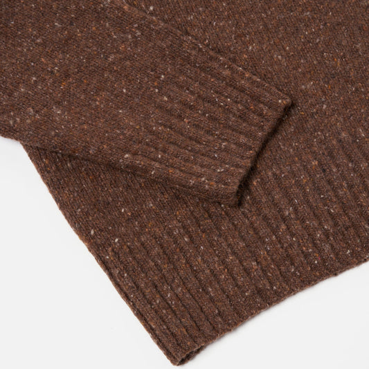 - Tweed Knit Roll Neck - Brown