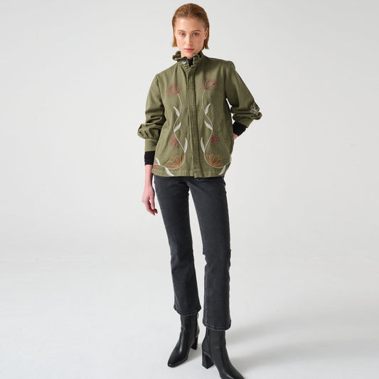 Floral Pablo Jacket - Khaki