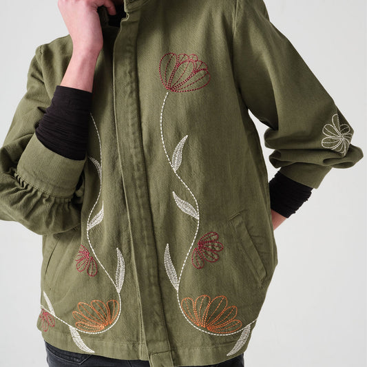 Floral Pablo Jacket - Khaki