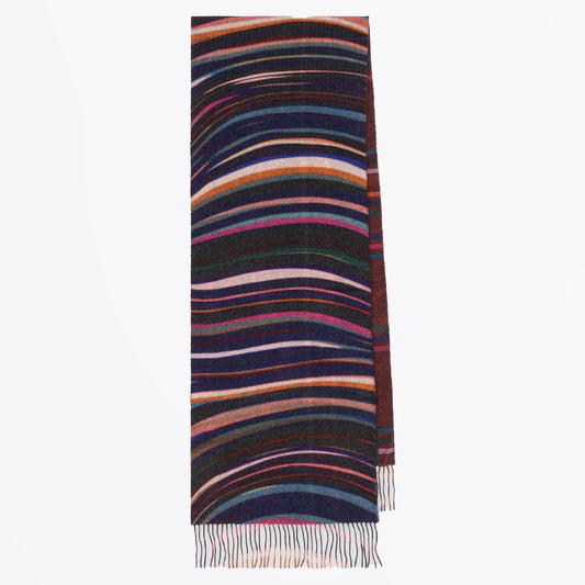 - Check Swirl Scarf - Navy