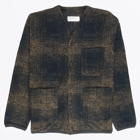 - Cardigan Check Fleece - Navy/Sand