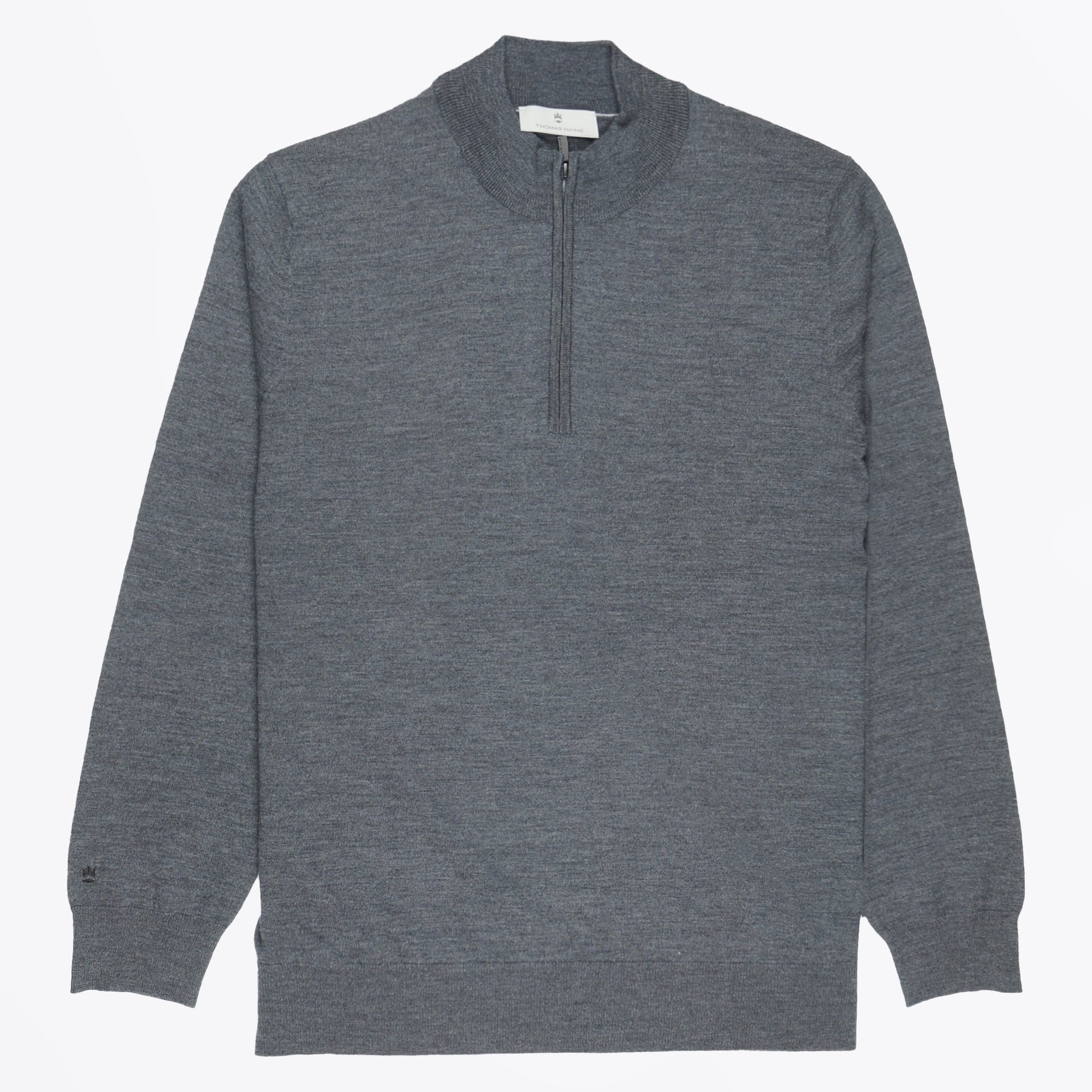 Thomas Merino Zip Neck - Anthracite